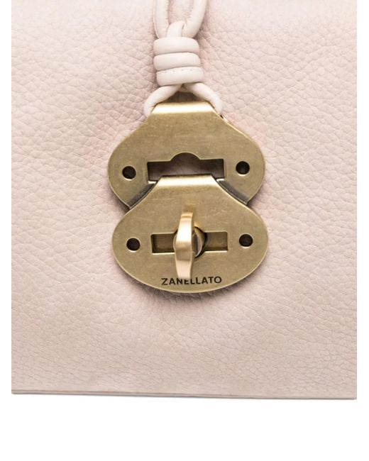 Zanellato Natural Small Dotta Top-Handle Studded Tote Bag