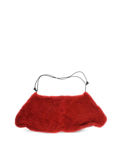DSquared² Red Faux-Fur Drawstring Scarf
