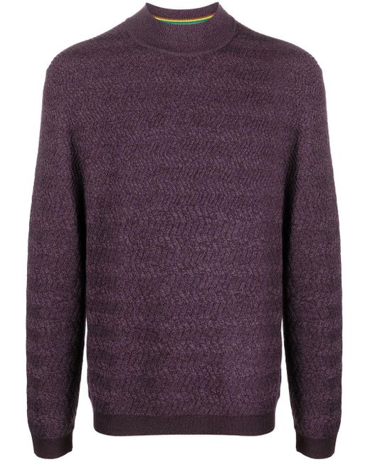 Paul Smith Chevron-knit High-neck Jumper in Purple for Men | Lyst