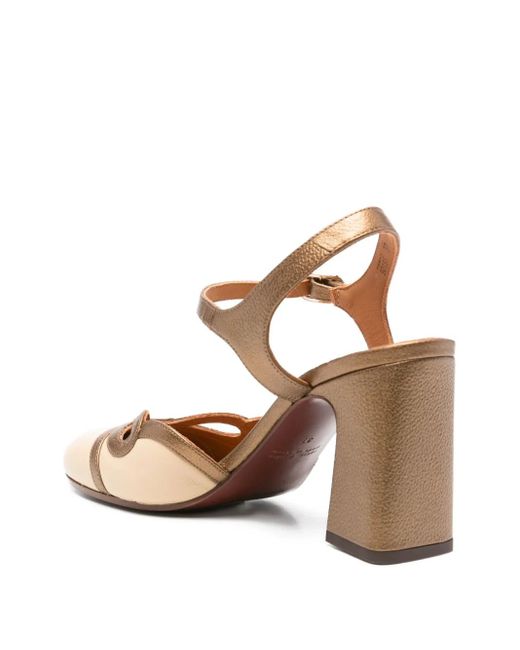 Chie Mihara Metallic 80Mm Mishin Block-Heel Cut-Out Heeled Pumps