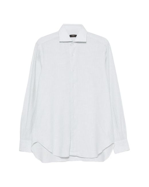 Barba Napoli White Striped Shirt for men