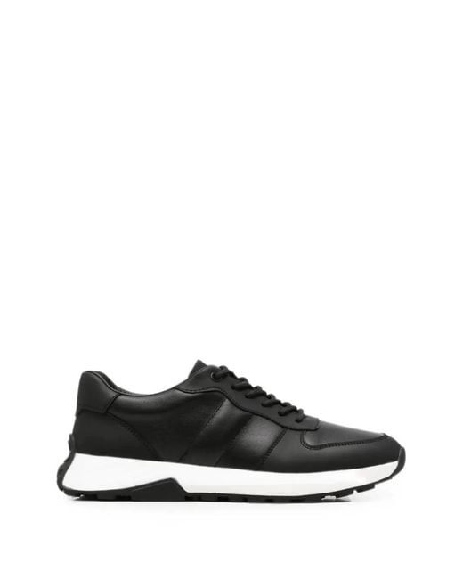 SERGIO MORETTI FIRENZE Black Panelled Leather Sneakers for men