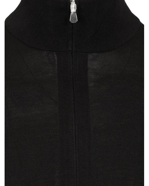 Tagliatore Black Zip-Up High-Neck Cardigan for men