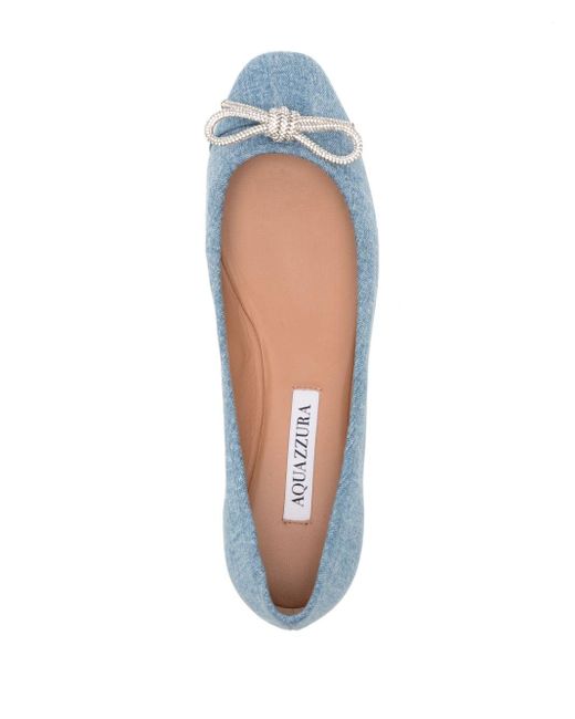 Aquazzura Blue Parisina Denim Ballerina Shoes