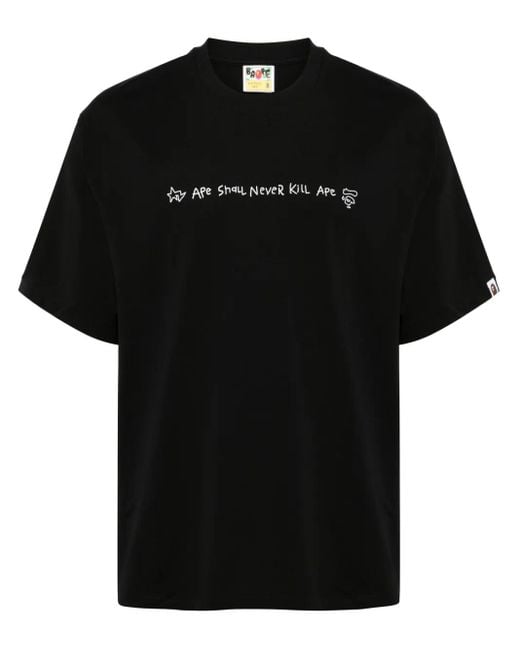 A Bathing Ape Black Hand Drawn Logo T-Shirt for men