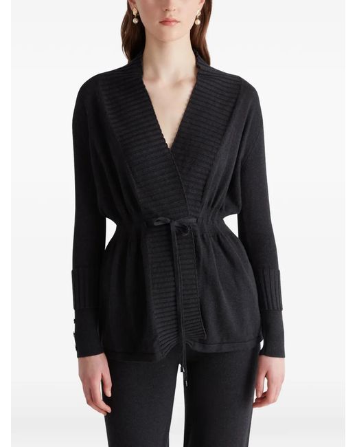 Violante Nessi Black The Maru Knit Drawstring Ribbed Knit Trousers