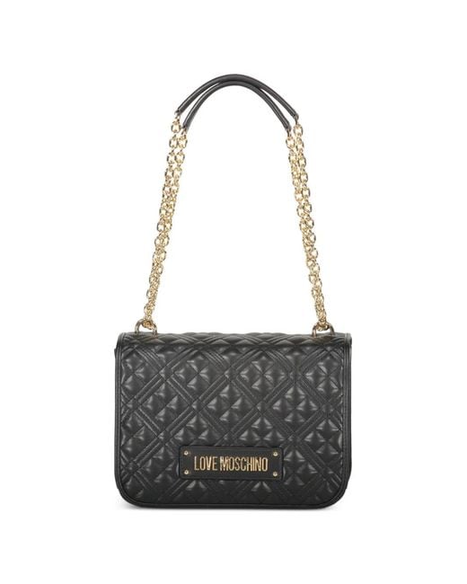 Love Moschino Gray Quilted Chain Shoulder Bag