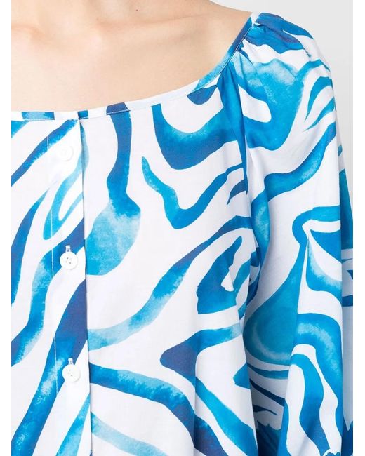 Alberta Ferretti Blue Swirl Print Dress