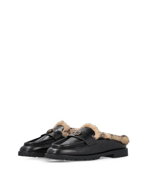 Pinko Black Mules Mit Shearling-Futter