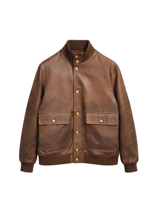 LES HÉRITIERS Brown Ridaura Leather Jacket for men