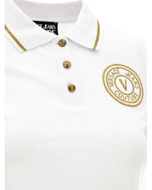 Versace Jeans Couture White Embroidered-Logo Polo Shirt