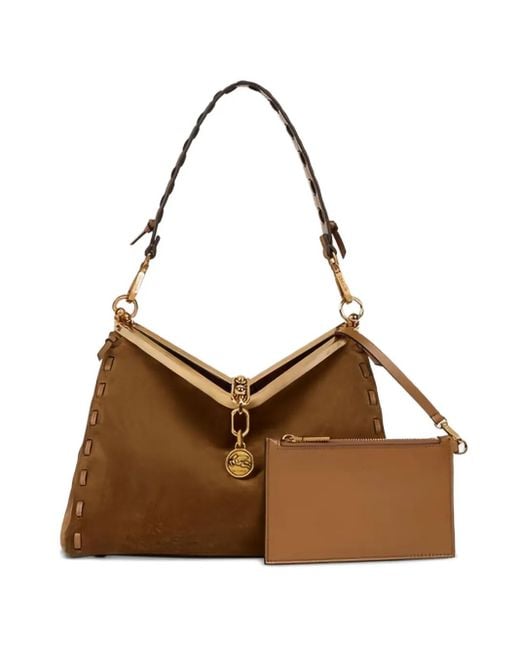 Etro Brown Medium Vela Charm Shoulder Bag