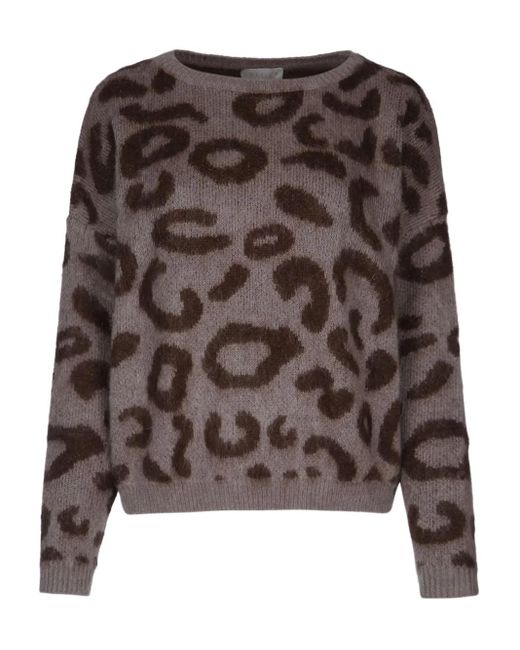 iBlues Brown Leopard-Print Sweater