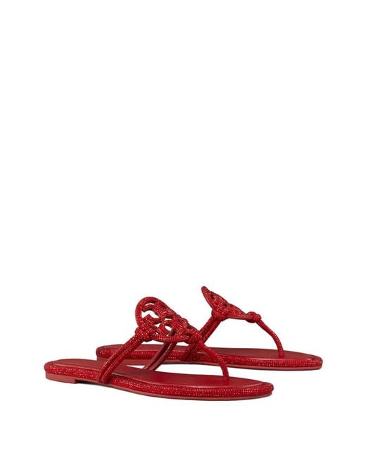 Tory Burch Red Miller Pavé Knotted Sandals