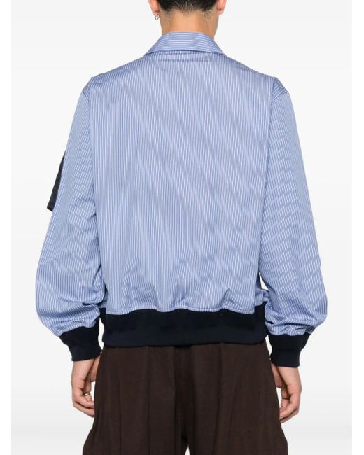 メンズ Sacai ストライプパネル ボンバージャケット Blue