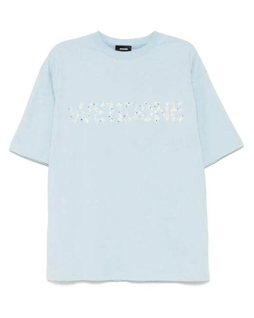 we11done Blue Sparkle-Logo T-Shirt
