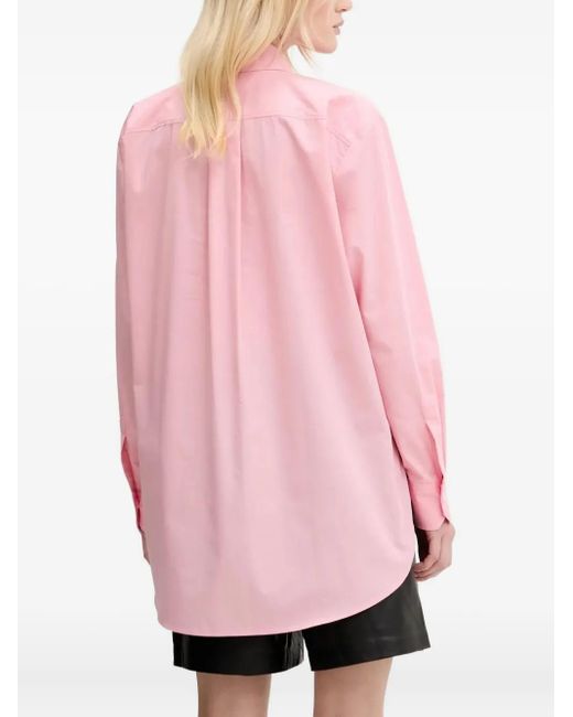 HUGO Pink Embroidered-Logo Cotton Shirt