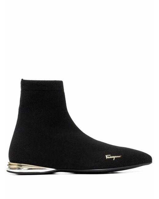 Ferragamo Black Missy Logo Boots