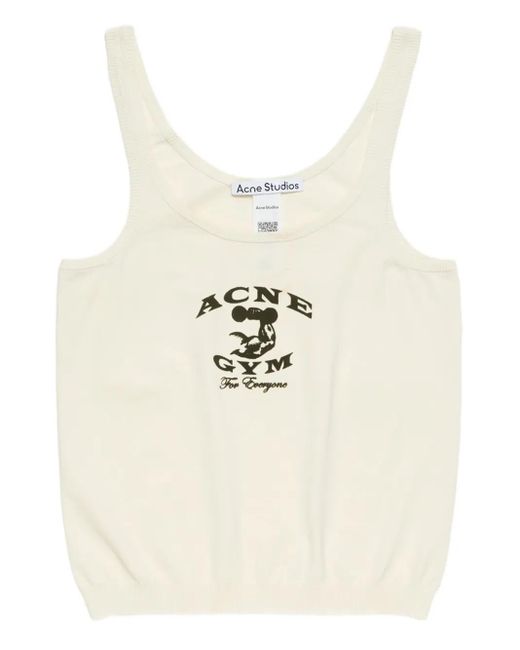 Acne White Gym-Print Tank Top for men