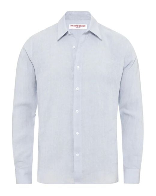 Orlebar Brown Blue Justin Linen Shirt for men