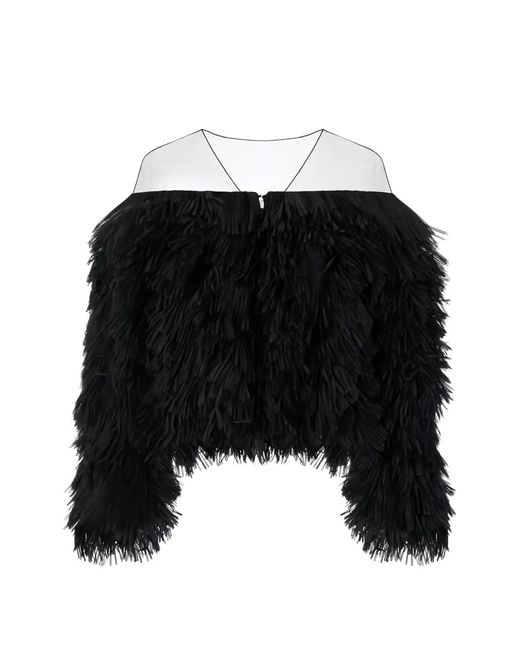 Elisabetta Franchi Black Frayed-Effect Jacket