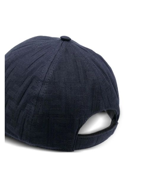 Fendi Blue Monogram-Pattern Baseball Cap for men