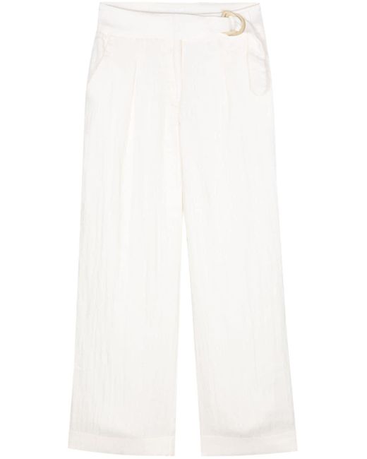 Pantalones palazzo con cinturón DKNY de color White