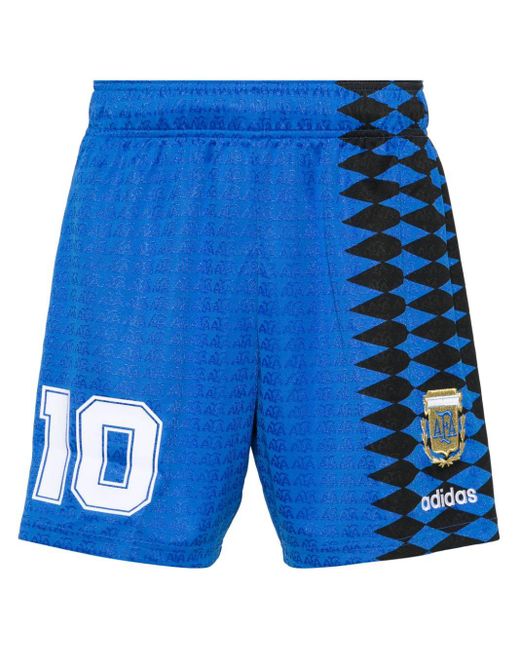 Adidas Blue Argentina 1994 Monogram-pattern Shorts for men
