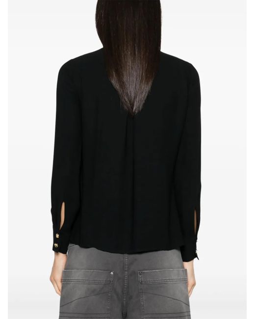 Elisabetta Franchi Georgette Blouse Met Veters in het Black
