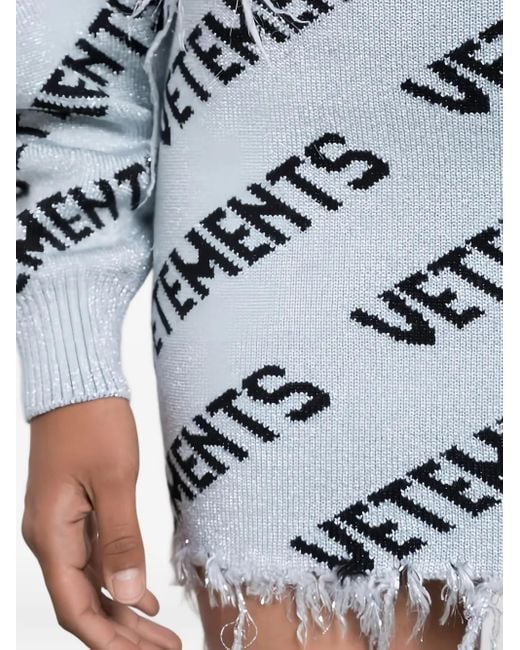 Vetements Gray Monogram Frayed Mini Skirt