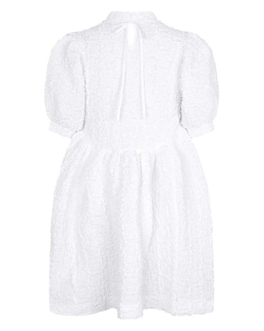 CECILIE BAHNSEN White Uma Smocked-Cotton Mini Dress