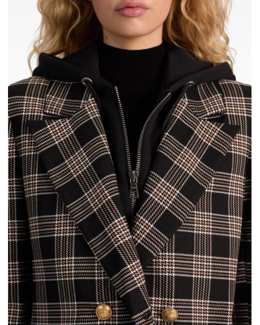 Alice + Olivia Jordan Geruit Jack Met Dubbele Rij Knopen in het Black