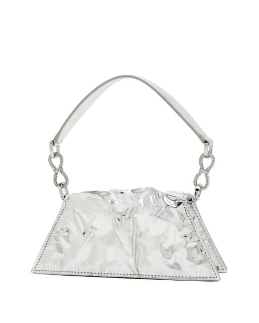 Mach & Mach White Small Double Bow Samantha Tote Bag