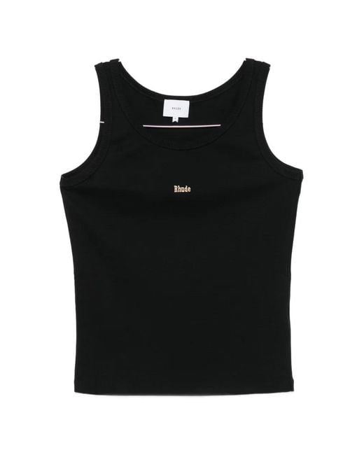 Rhude Black Logo-Print Ribbed Vest for men