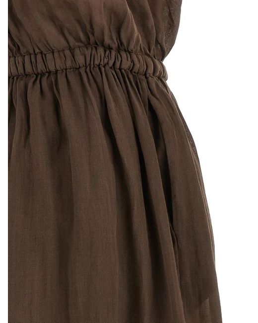 Nude Brown Robe Métallisée À Col V