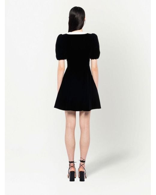 Miu Miu Black Short-sleeved Velvet Mini Dress