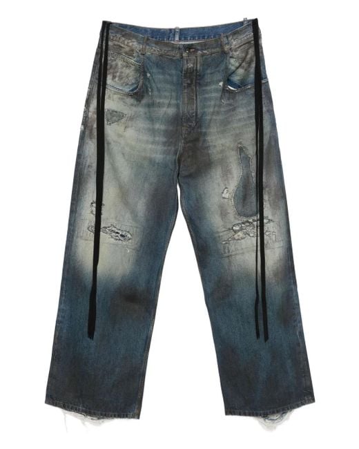 Ann Demeulemeester Gray Distressed Panelled Jeans for men
