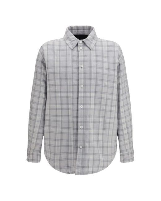 Off-White c/o Virgil Abloh Gray Check Flannel Padded Overshirt for men