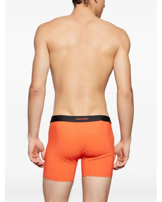 DSquared² Orange Icon-Logo Waistband Boxers for men