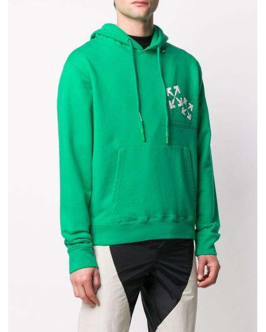 Off-White c/o Virgil Abloh Cotton Fence Arrow Slim Hoodie in Green for Men - Save 40% - Lyst