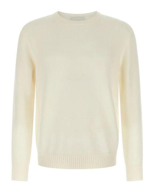 Ballantyne White Merino-Wool Crew-Neck Sweater for men