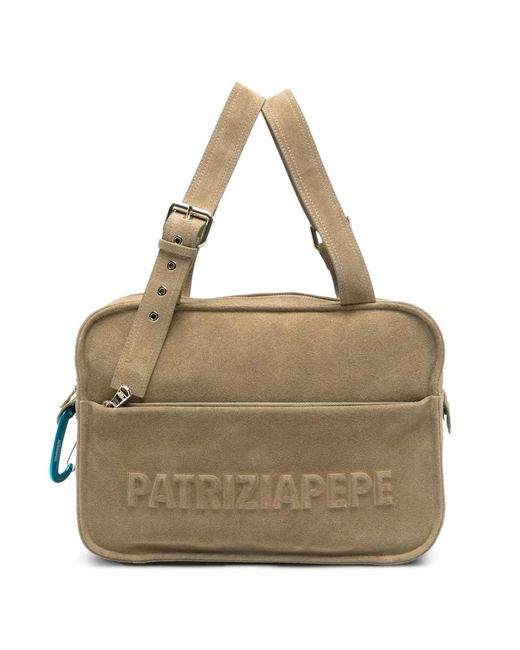 Patrizia Pepe Metallic (Im)Perfection Embossed Suede Tote Bag
