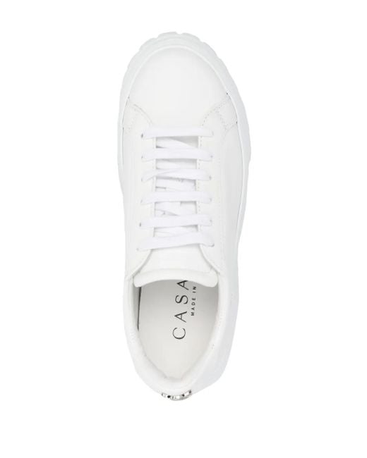 Casadei White Low-Top Leather Sneakers