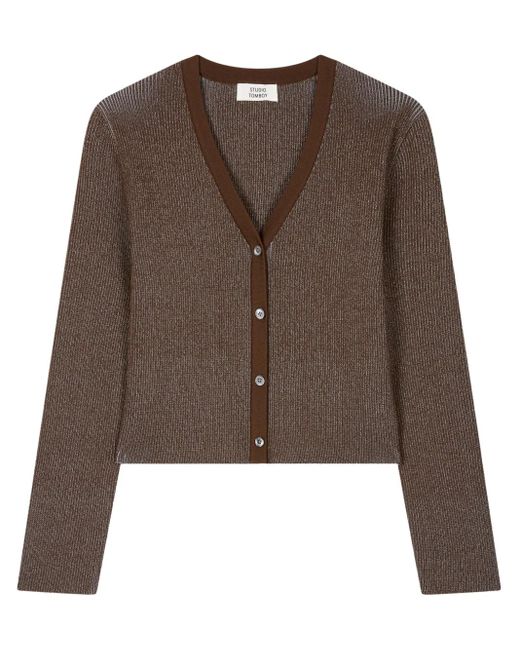 Cardigan Con Scollo A V di Studio Tomboy X in Brown