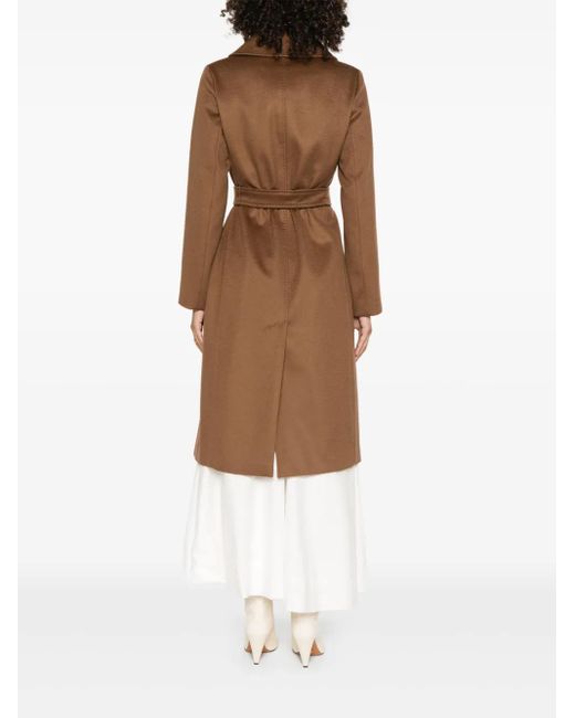 Max Mara レディース ブラウン ノッチドカラー ベルテッドコート