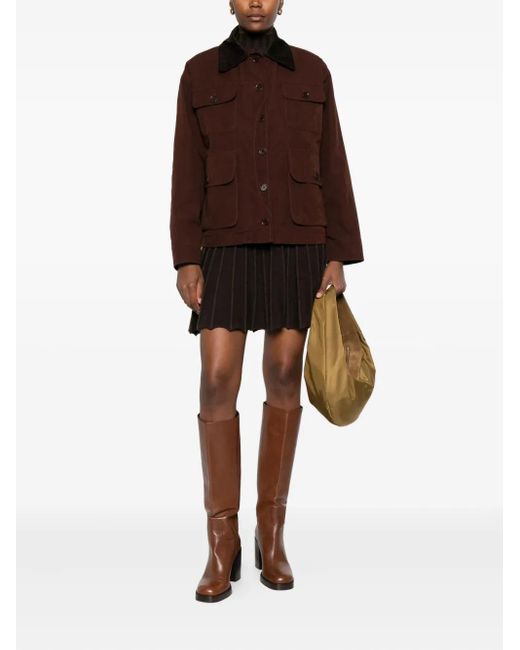 Aspesi Brown Corduroy-Collar Buttoned Jacket