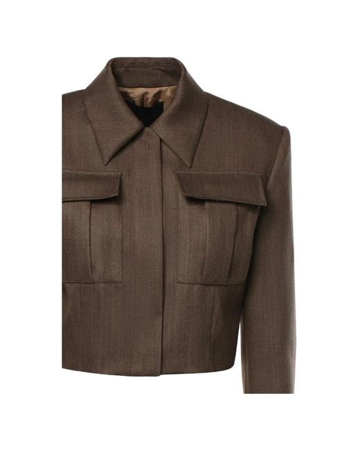 Dondup Brown Patch-Pocket Cropped Jacket
