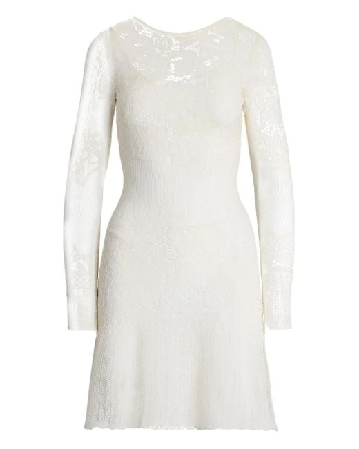 Ralph Lauren Midi-Jurk Met Geborduurd Kant in het White