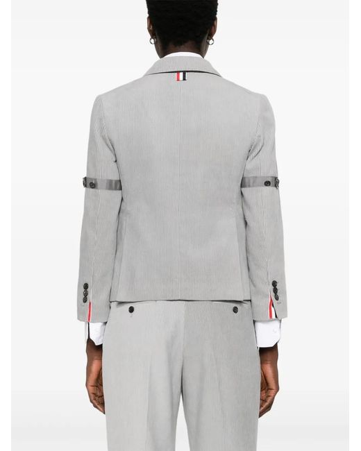 Thom Browne Gray Corduroy Single-Breasted Blazer