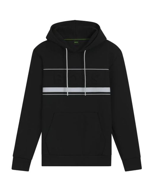 Felpa Con Cappuccio E Logo Goffrato di Boss in Black da Uomo